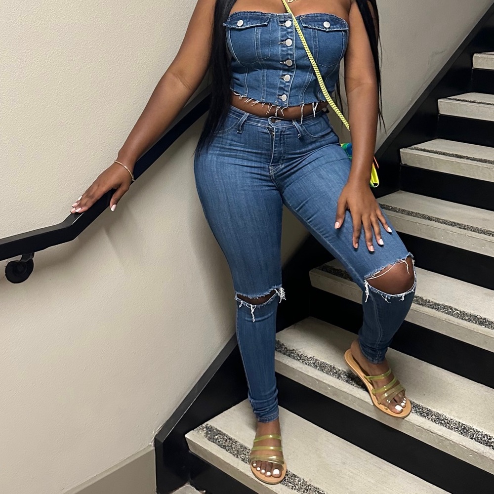 Dark denim outfit